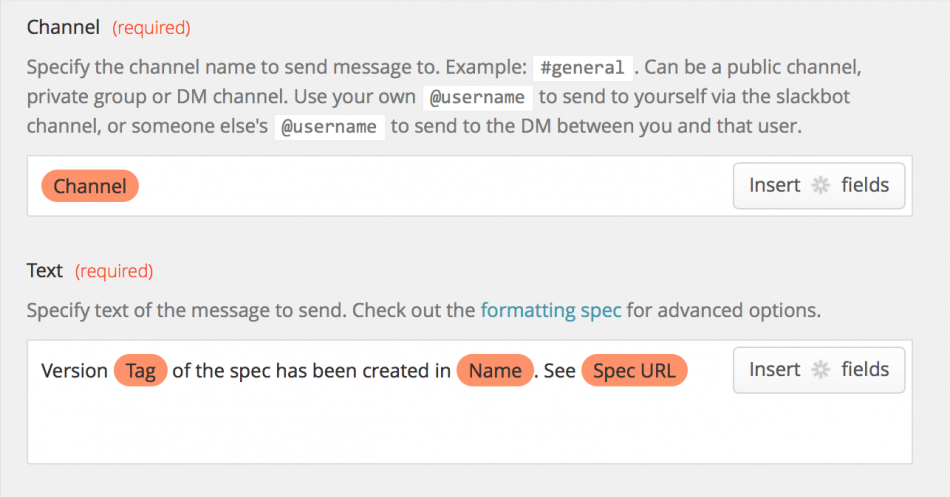 Zapier channel configuration
